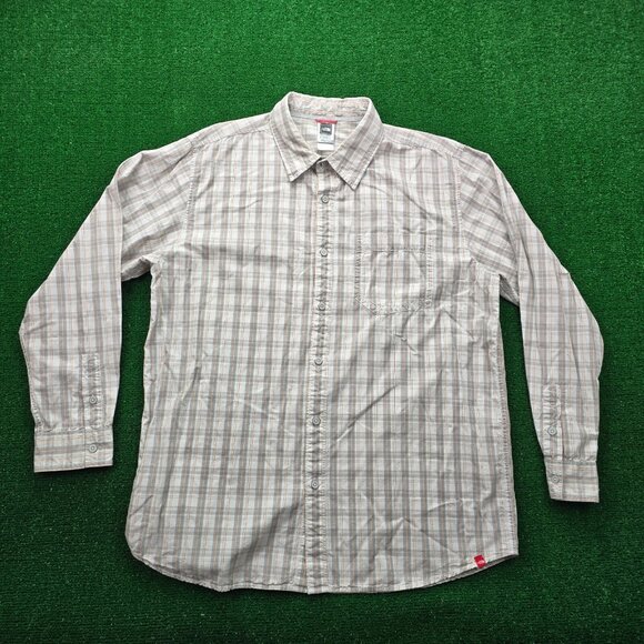 The North Face‎ Shirt Mens XL Gray Plaid Long Sleeve Outdoors Casual Button Up - Picture 1 of 9